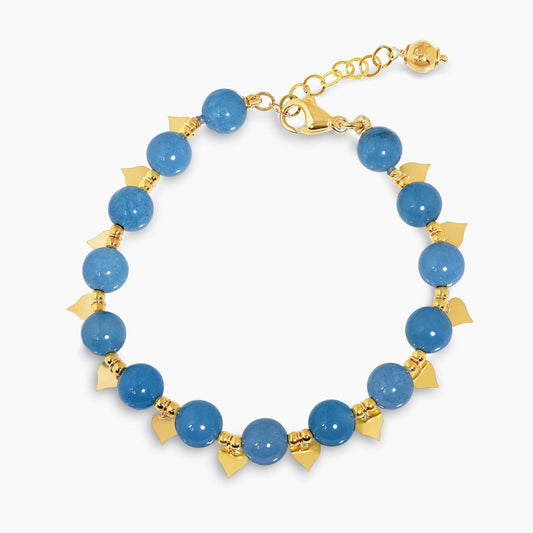 Aquamarine beads bracelet with gold plated silver fittings from the Carmela Cerrone Collection