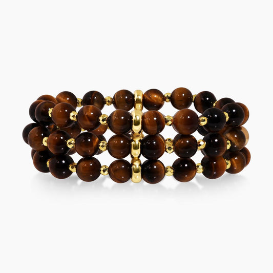 Tiger eye beads bracelet with gold plated silver fittings from the Carmela Cerrone Collection