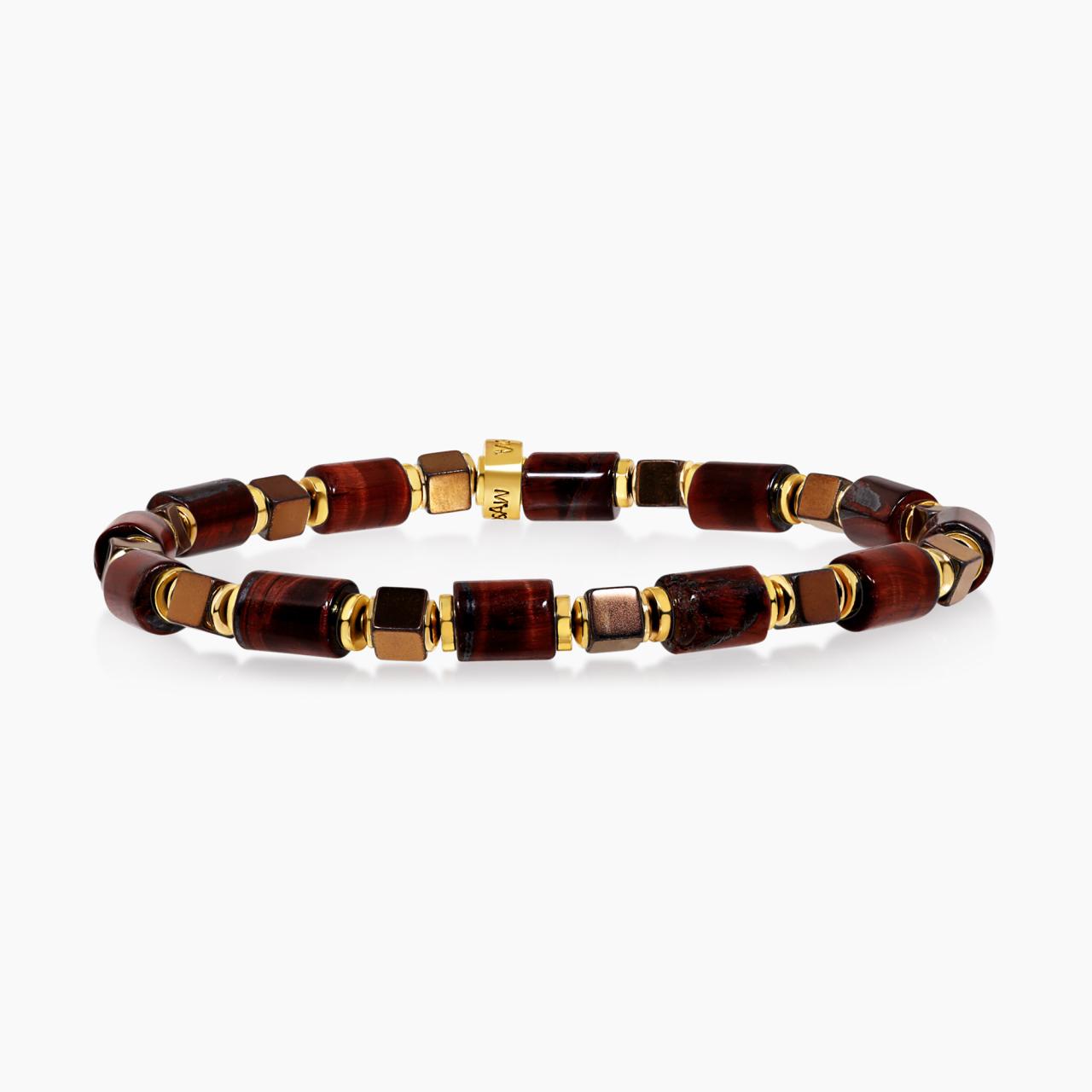 Brown tiger eye and hematite beads bracelet with gold plated silver fittings from the Carmela Cerrone Collection