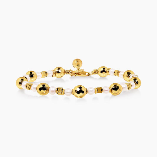 Fresh water pearl and hematite beads bracelet with gold plated silver fittings from the Carmela Cerrone Collection
