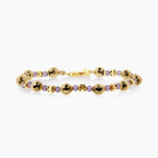 Amethyst and hematite beads bracelet with gold plated silver fittings from the Carmela Cerrone Collection