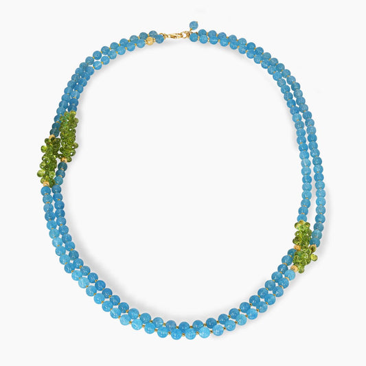 Aquamarine and peridot necklace with gold-plated silver fittings 