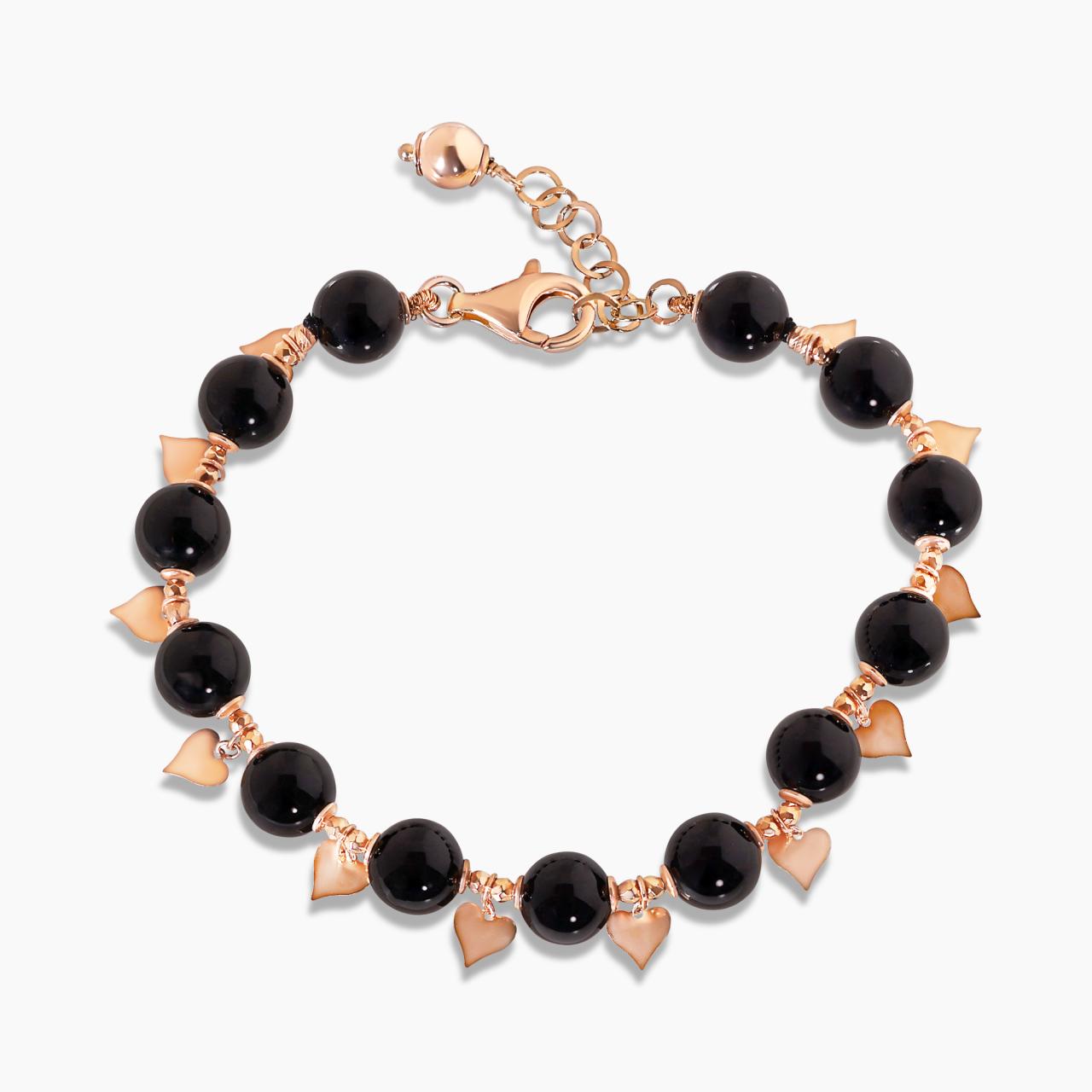 Onyx beads bracelet with gold plated silver fittings from the Carmela Cerrone Collection