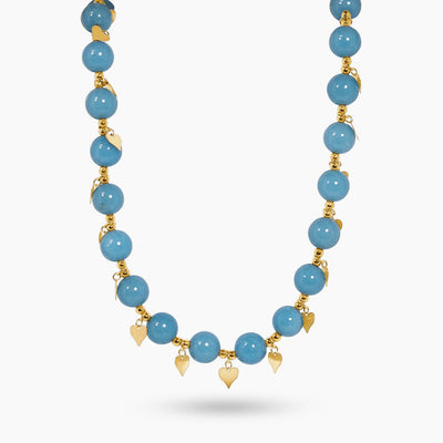 Aquamarine beads necklace with gold-plated silver fittings 