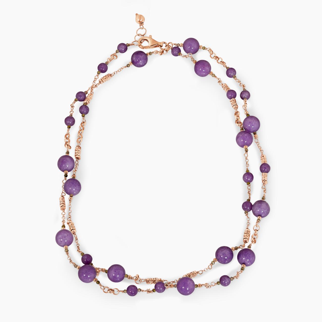 Chaorite beads necklace with gold-plated silver fittings from the Carmela Cerrone Collection