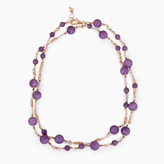 Chaorite beads necklace with gold-plated silver fittings 