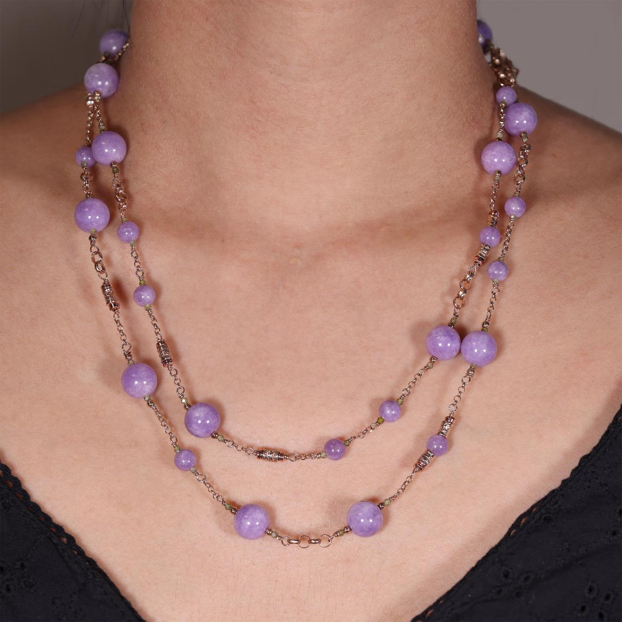 Chaorite beads necklace with gold-plated silver fittings from the Carmela Cerrone Collection