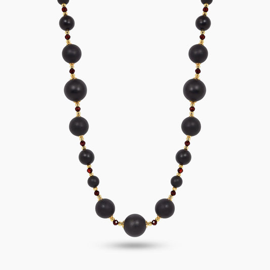 Onyx, garnet and hematite beads necklace with gold-plated silver fittings from the Carmela Cerrone Collection