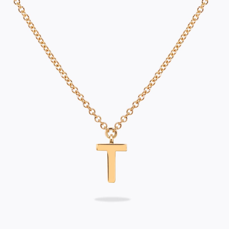 18ct yellow gold initial "T" necklace