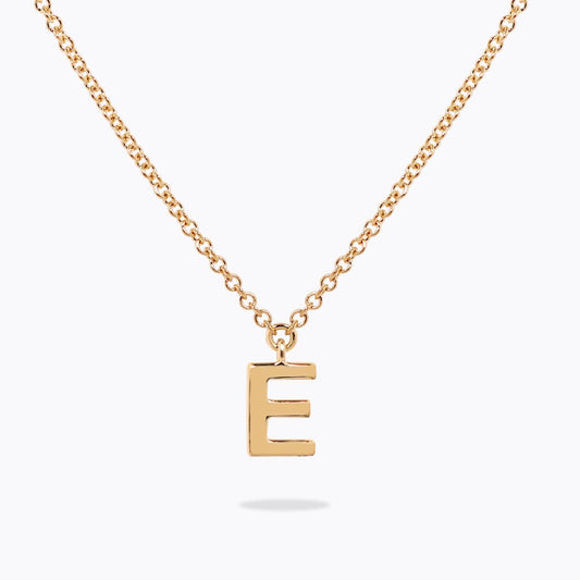 18ct yellow gold initial "E" necklace