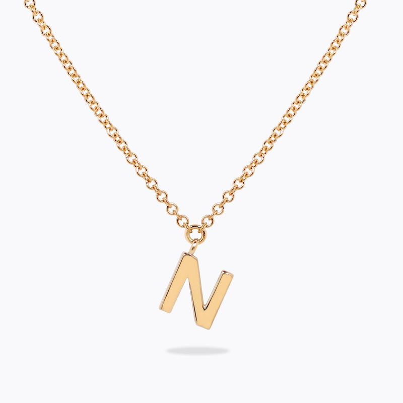 18ct yellow gold initial "N" necklace