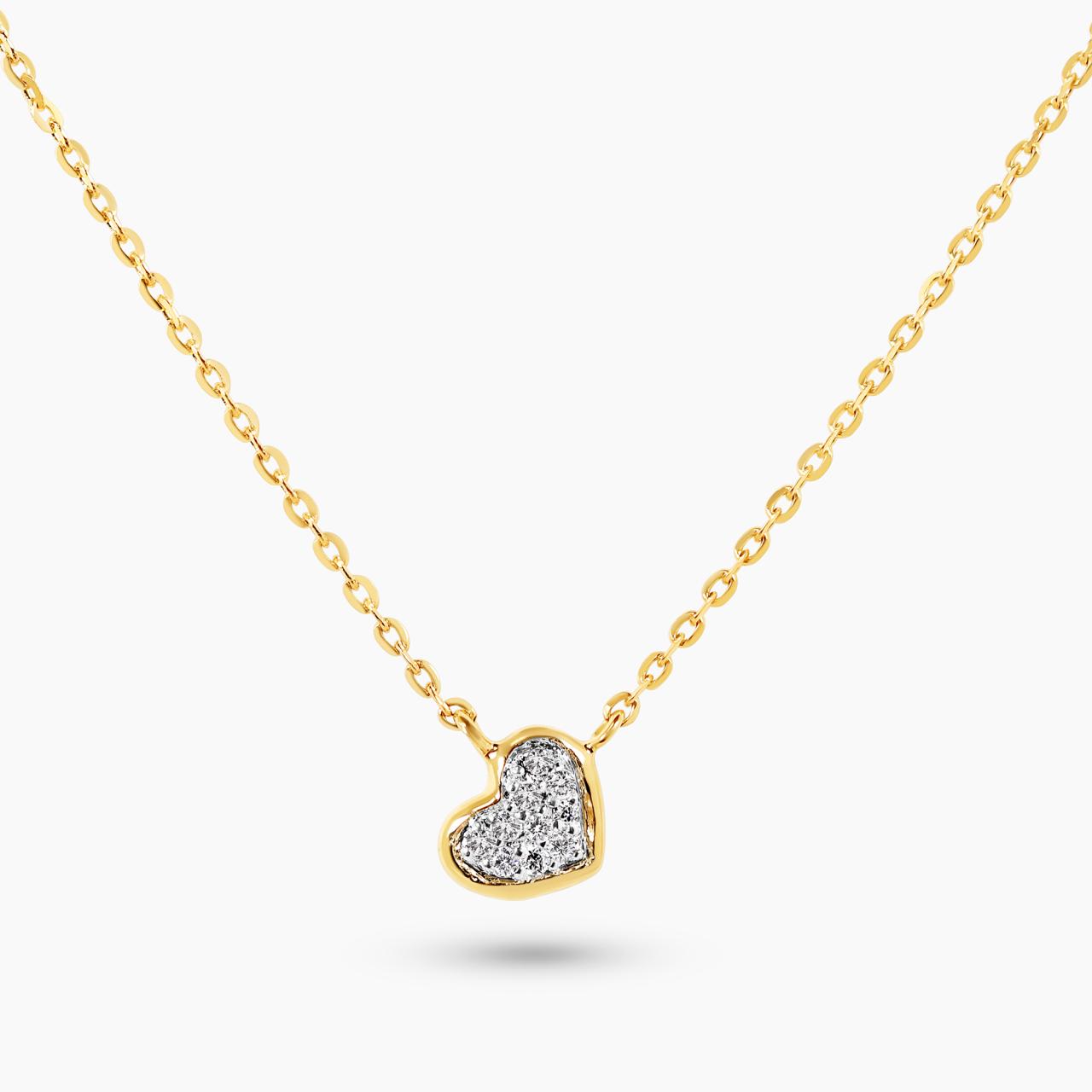 18ct yellow gold diamond pave set heart adjustable necklace