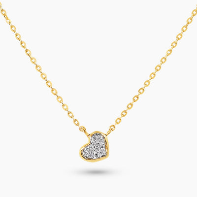 18ct yellow gold diamond pave set heart adjustable necklace