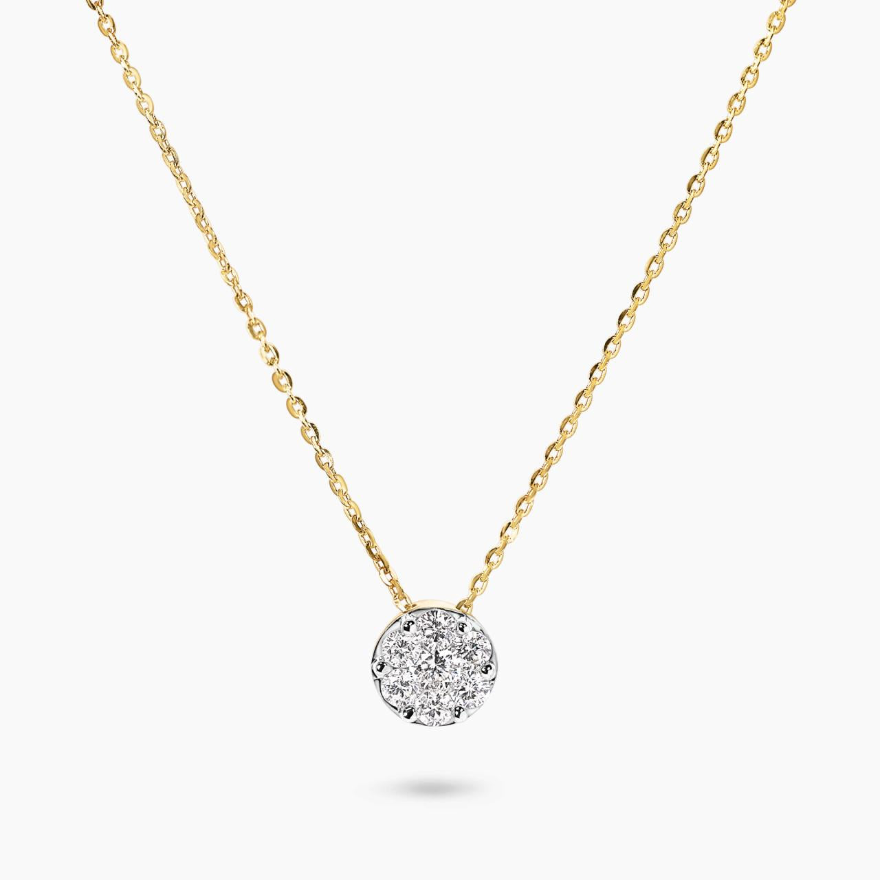 18ct yellow gold diamond cluster set necklace with adjustable lengths