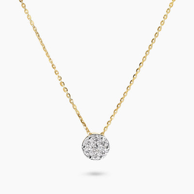 18ct yellow gold diamond cluster set necklace with adjustable lengths