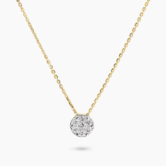 18ct yellow gold diamond cluster set necklace with adjustable lengths