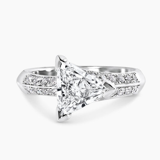 18ct White gold trilliant diamond engagement ring in a three claw setting