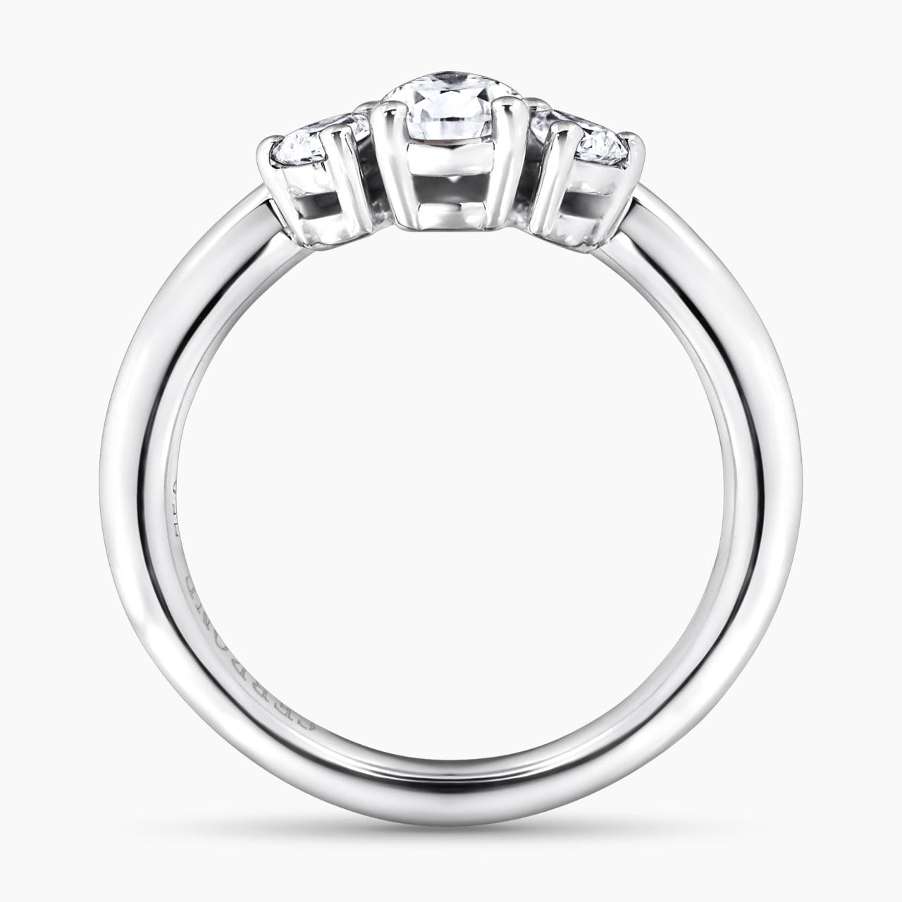 18ct white gold pear shaped diamond engagement ring with pear shaped diamonds on the side 