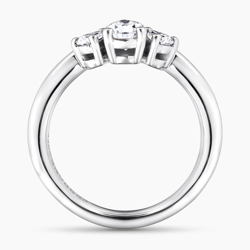 18ct white gold pear shaped diamond engagement ring with pear shaped diamonds on the side 