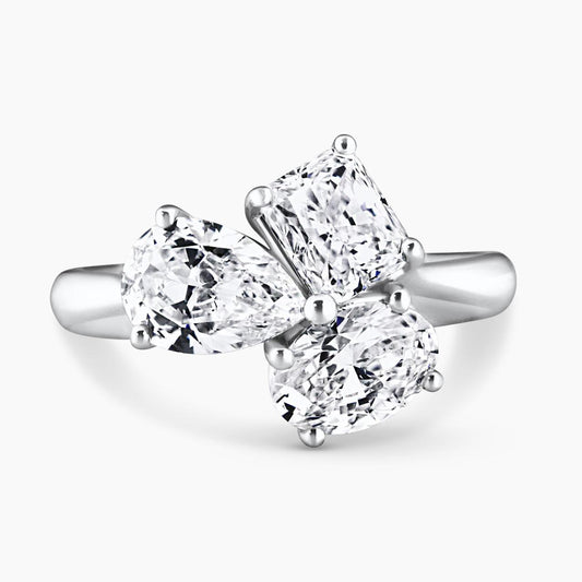 18ct white gold oval, pear and radiant diamond engagement ring