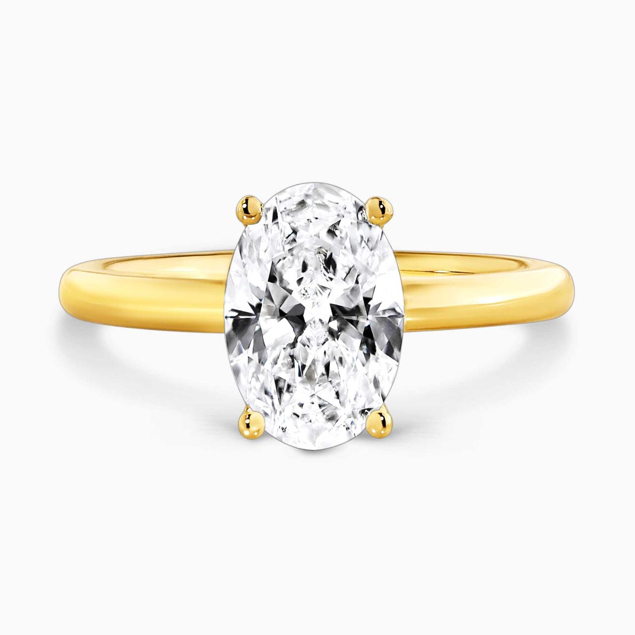 18ct yellow gold 2.02ct oval lab grown diamond solitaire ring