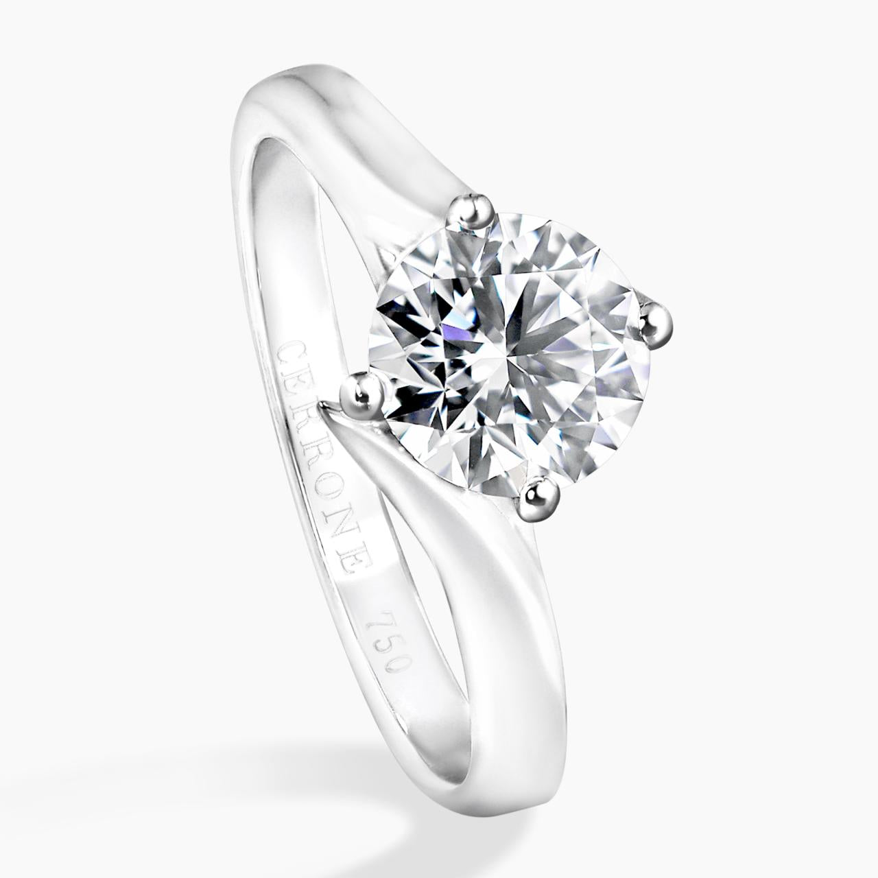 AMALFI - 18ct white gold 1.20ct round brilliant cut diamond solitaire twist ring