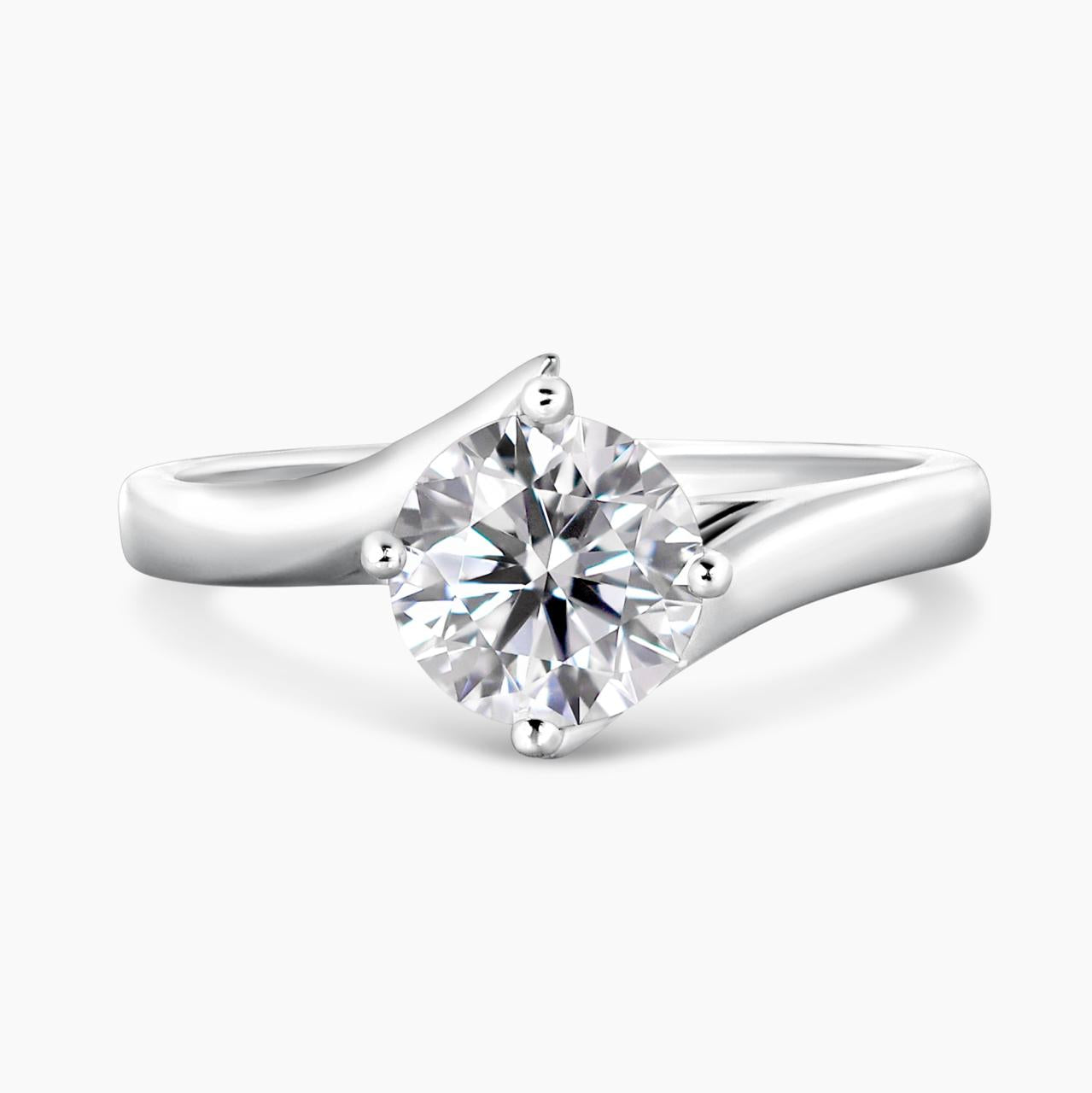 AMALFI - 18ct white gold 1.20ct round brilliant cut diamond solitaire twist ring