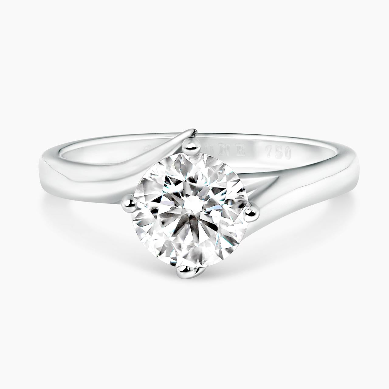 AMALFI 18ct white gold 1.20ct round brilliant cut diamond solitaire twist ring