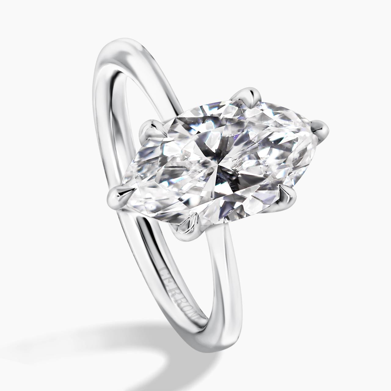 CORTINA - 18ct white gold 2.60ct E SI1 marquise cut solitaire diamond ring