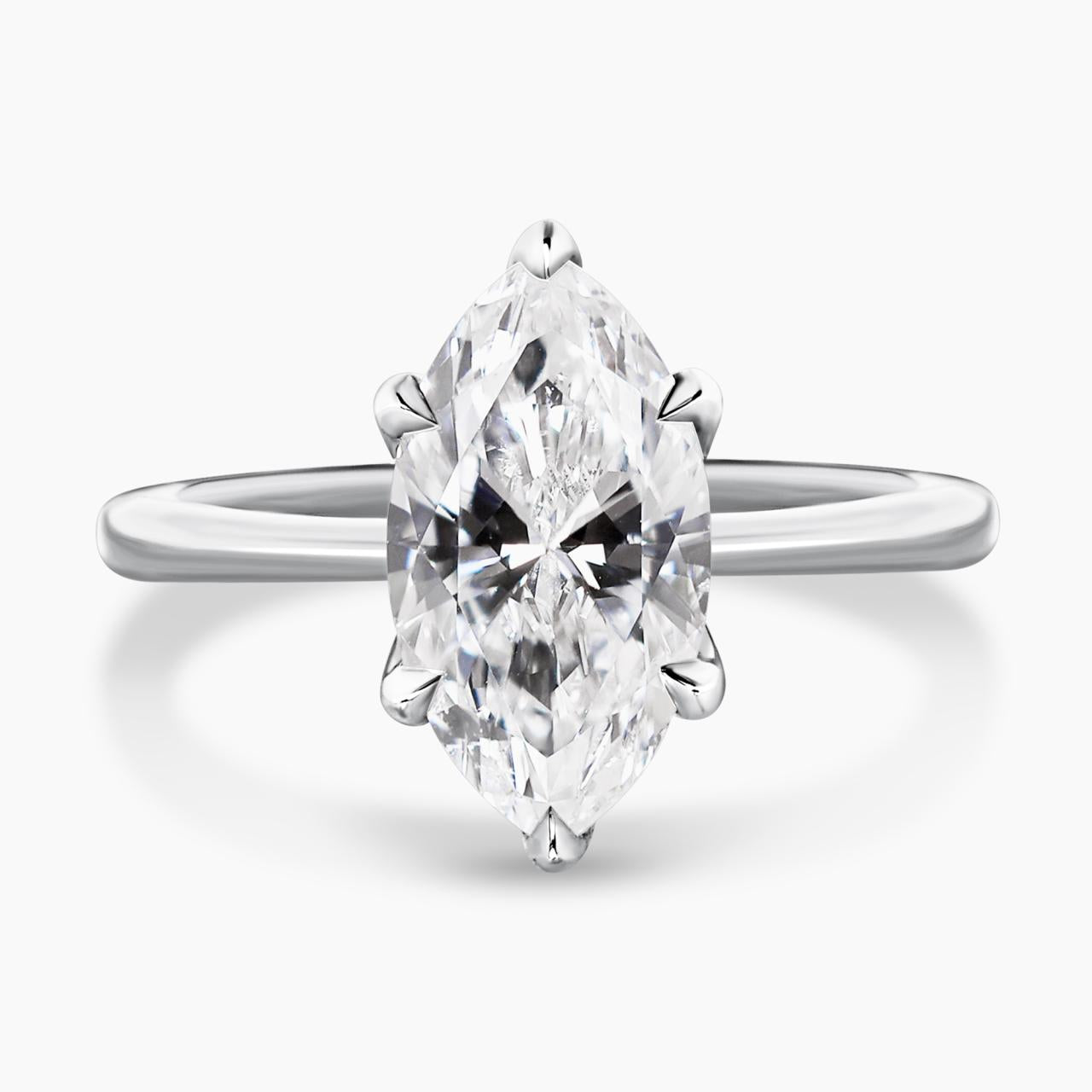 CORTINA - 18ct white gold 2.60ct E SI1 marquise cut solitaire diamond ring