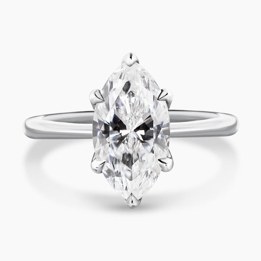 CORTINA - 18ct white gold 2.60ct E SI1 marquise cut solitaire diamond ring