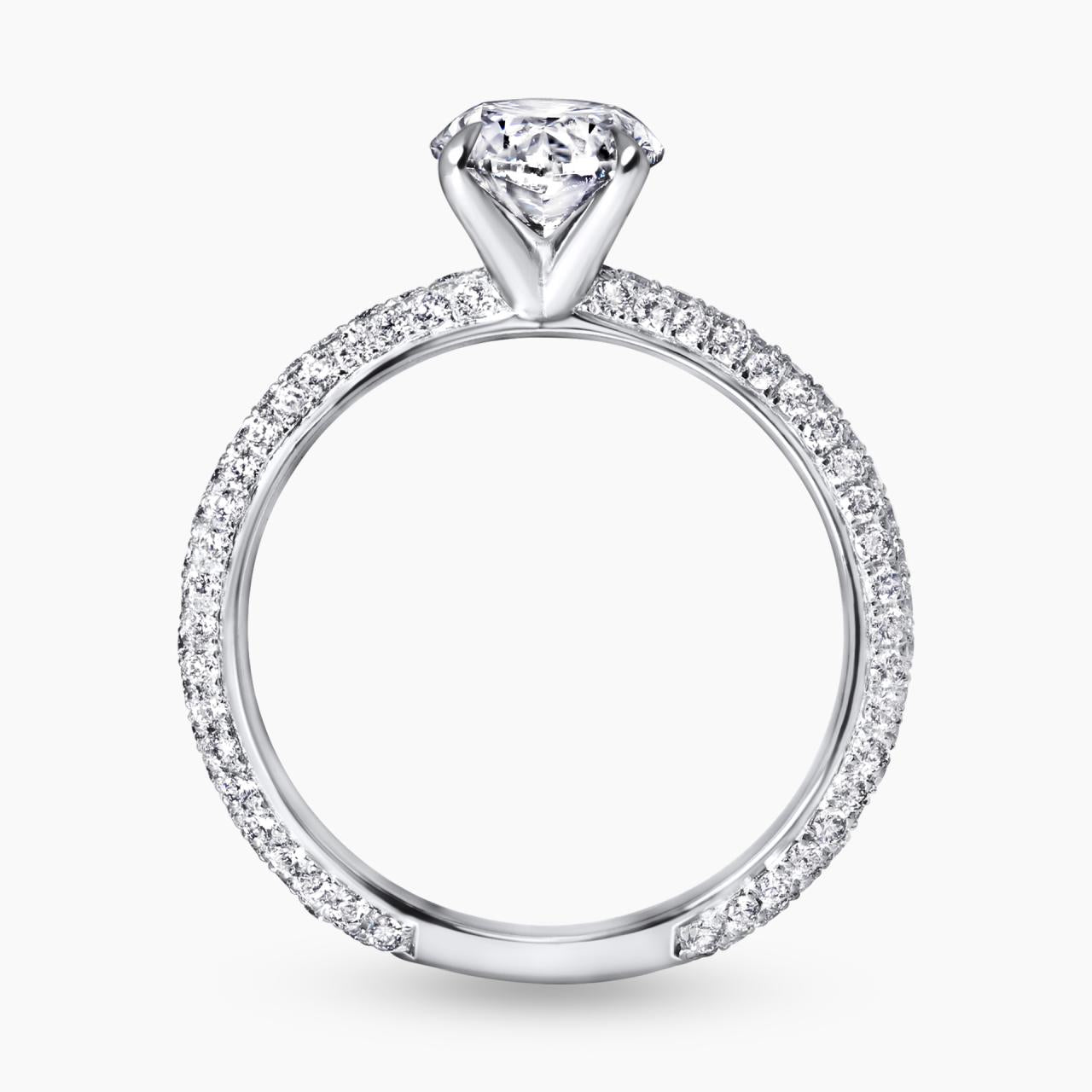 18ct white gold 1.51ct F SI1 oval and round brilliant cut pave set diamond ring
