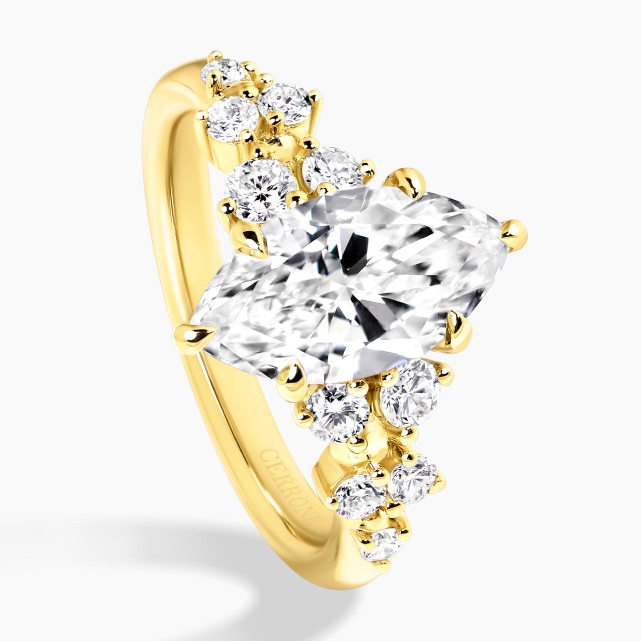 18ct yellow gold 2.02ct D VVS2 marquise lab grown diamond ring IGI Cert