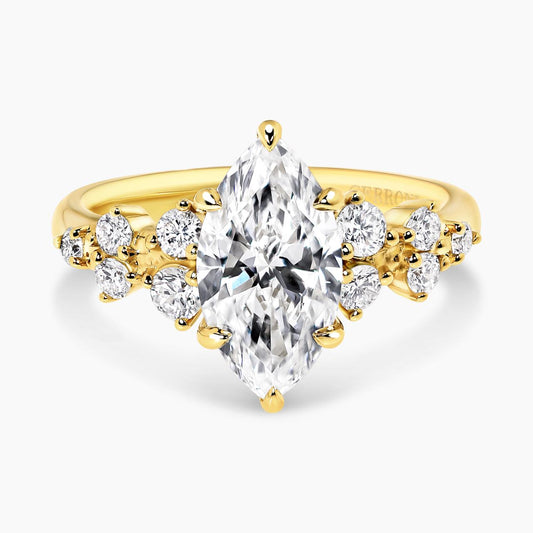 18ct yellow gold marquise lab grown diamond ring IGI Cert