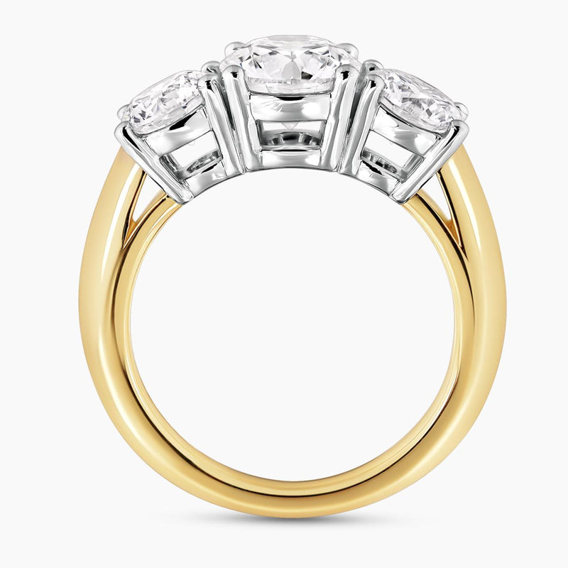 18ct yellow and white gold round brilliant cut LAB Grown Diamonds Engagement Ring side profile