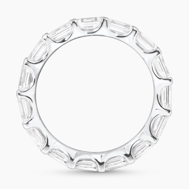 Platinum emerald cut diamond ring side setting