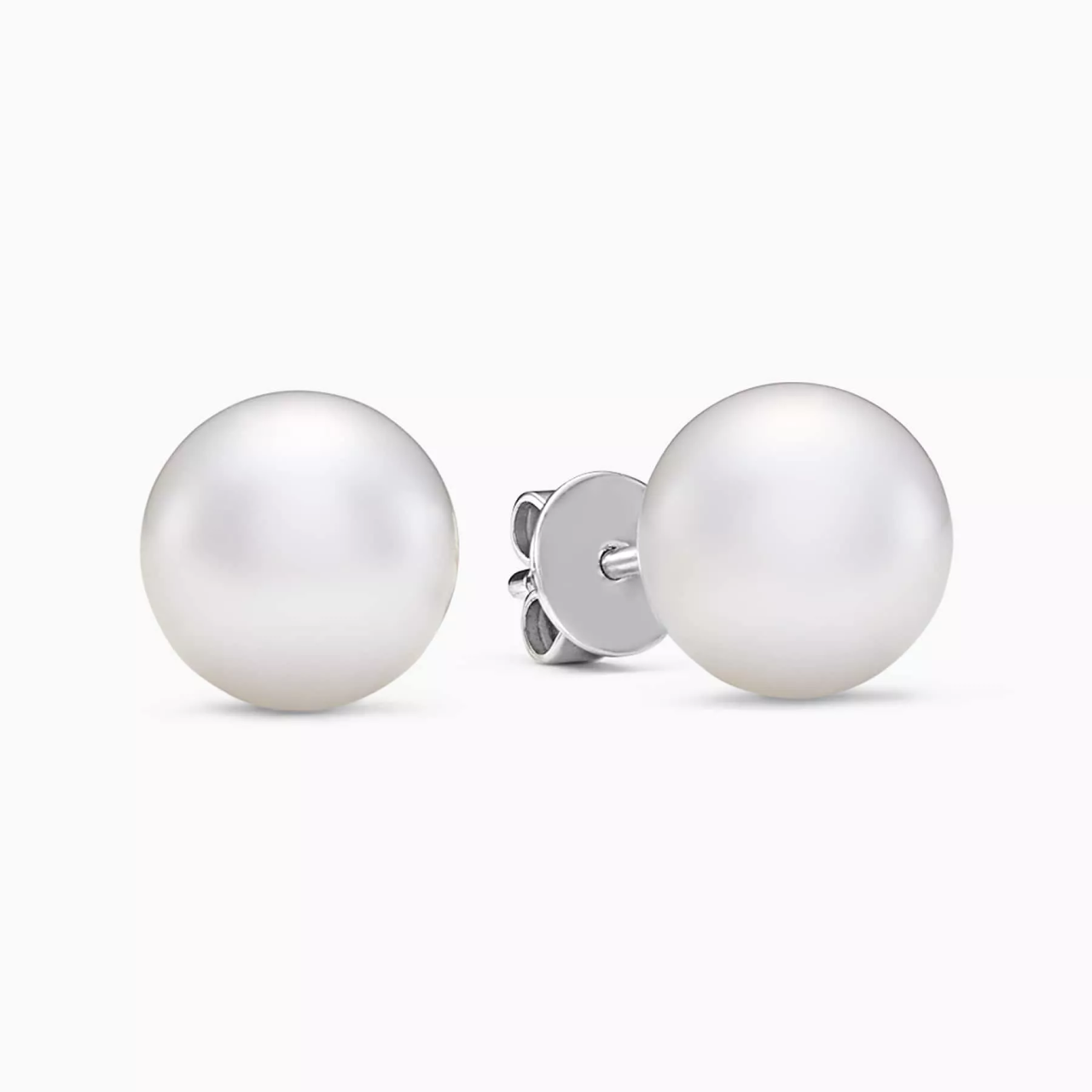 18ct white gold 2 x 9.5mm South Sea pearls stud earrings
