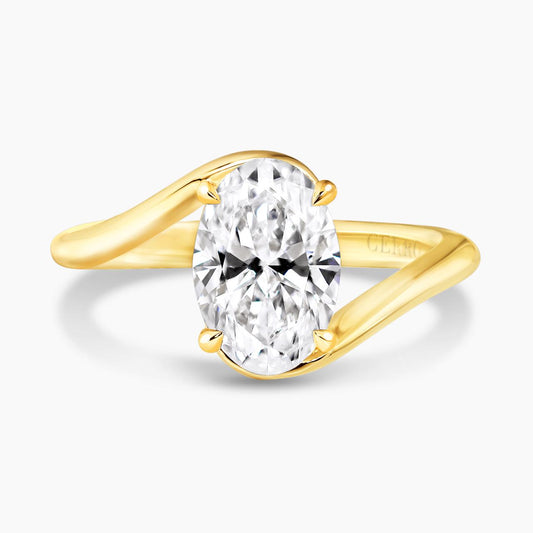 18ct yellow gold oval lab grown diamond solitaire ring