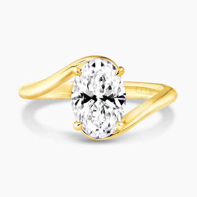 18ct yellow gold oval lab grown diamond solitaire ring