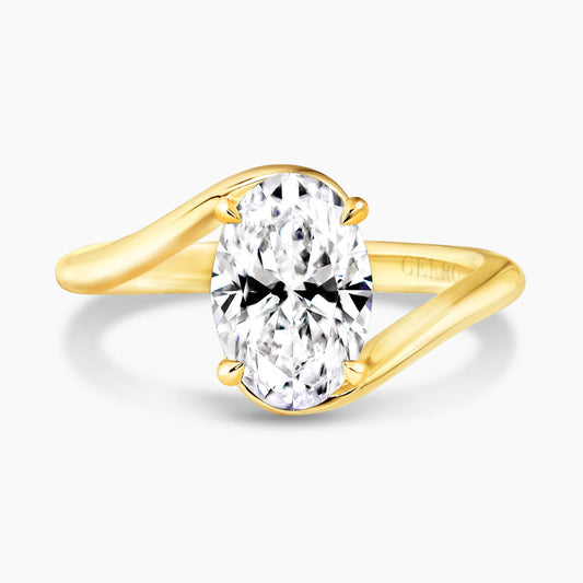 18ct yellow gold oval lab grown diamond solitaire ring