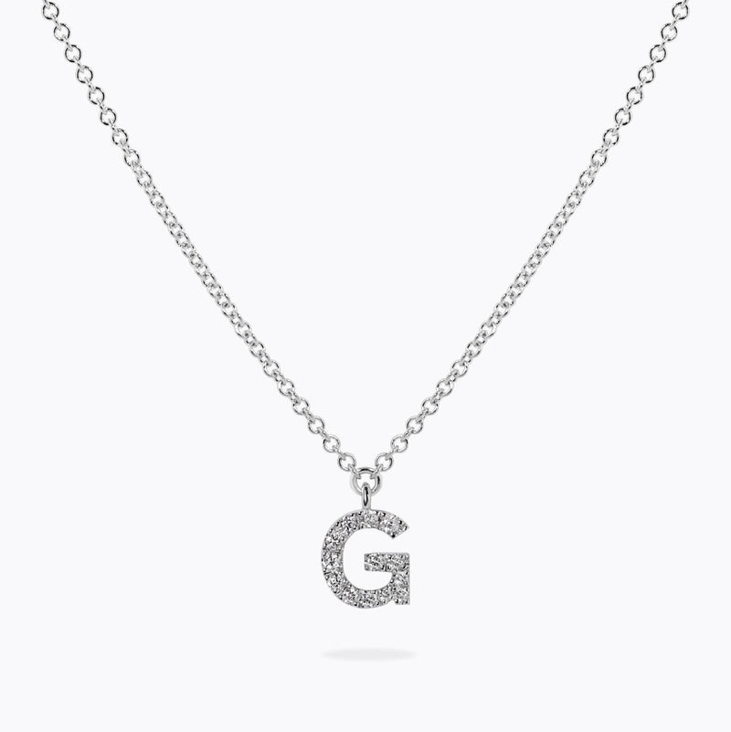 18ct white gold diamond initial "G" adjustable necklace