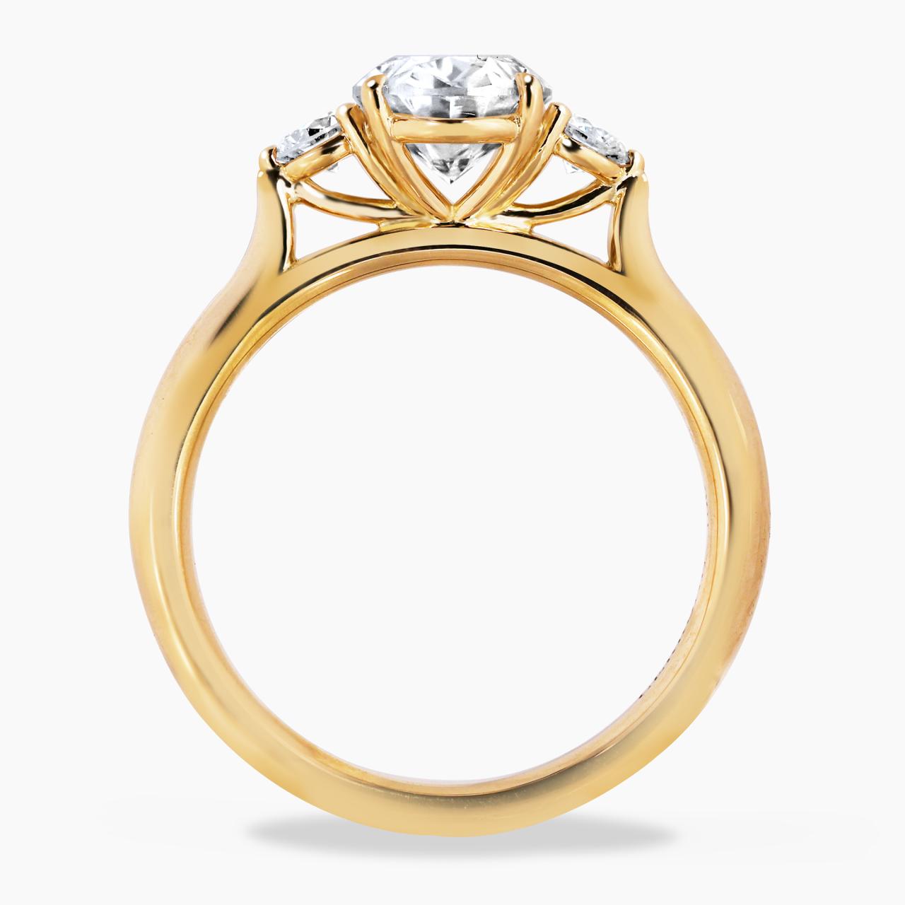 18ct yellow gold 1.60ct and 2=0.10ct oval lab grown diamonds three stone ring