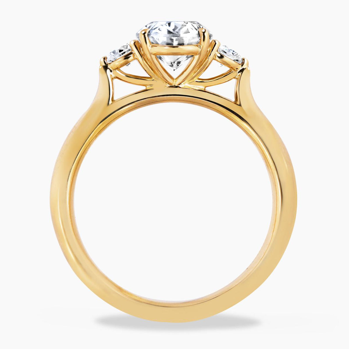 18ct yellow gold 1.60ct and 2=0.10ct oval lab grown diamonds three stone ring