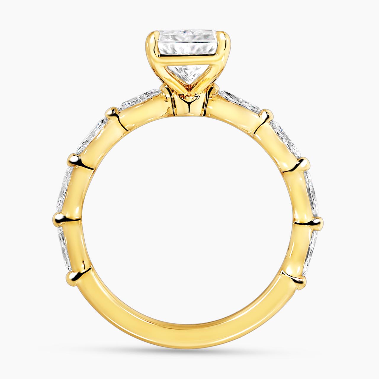 18ct yellow gold 2.31ct radiant and 8=0.50ct marquise cut lab grown diamond engagement ring