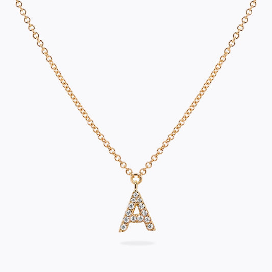 18ct yellow gold diamond initial "A" necklace