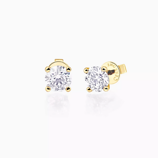 18ct yellow gold 2=1.63ct DEF VVS VS round brilliant cut lab grown diamond solitaire stud earrings
