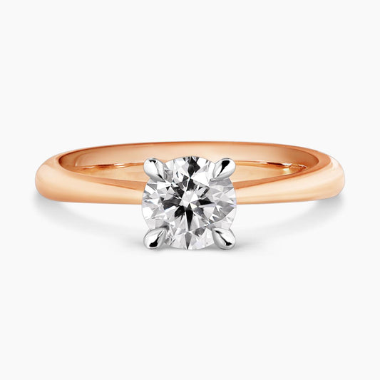 18ct rose and white gold round brilliant cut diamond engagement ring with hidden halo