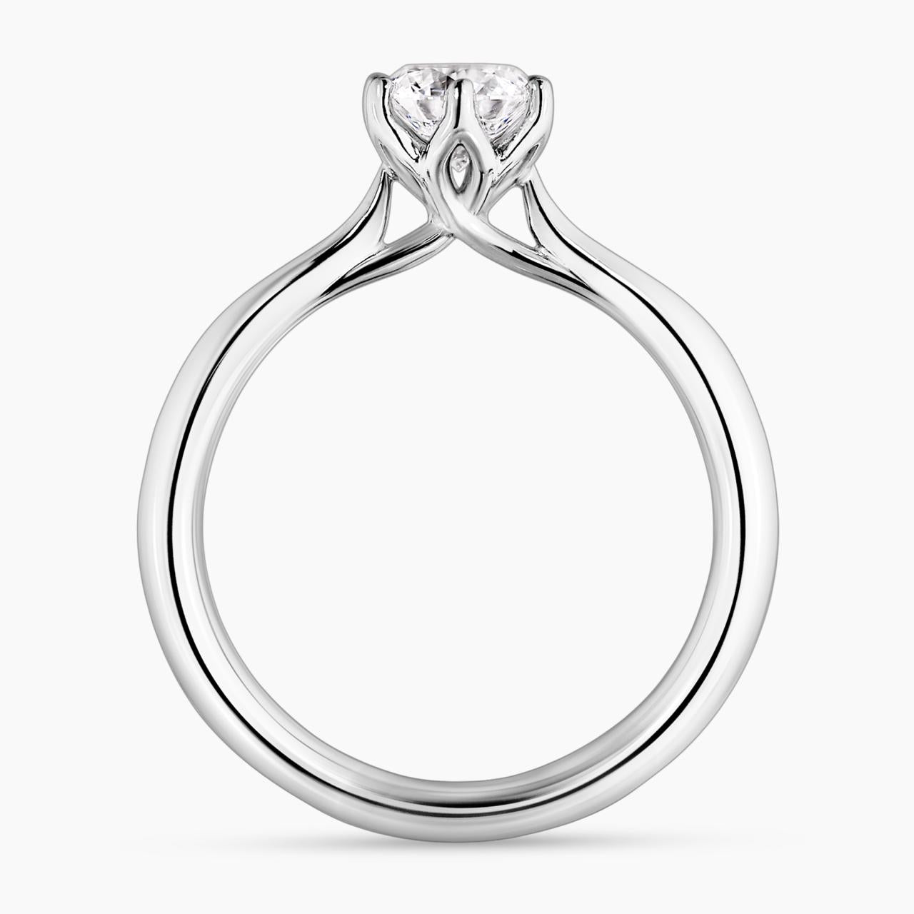 18ct white gold round brilliant cut diamond solitaire ring in a six claw setting. GIA Cert