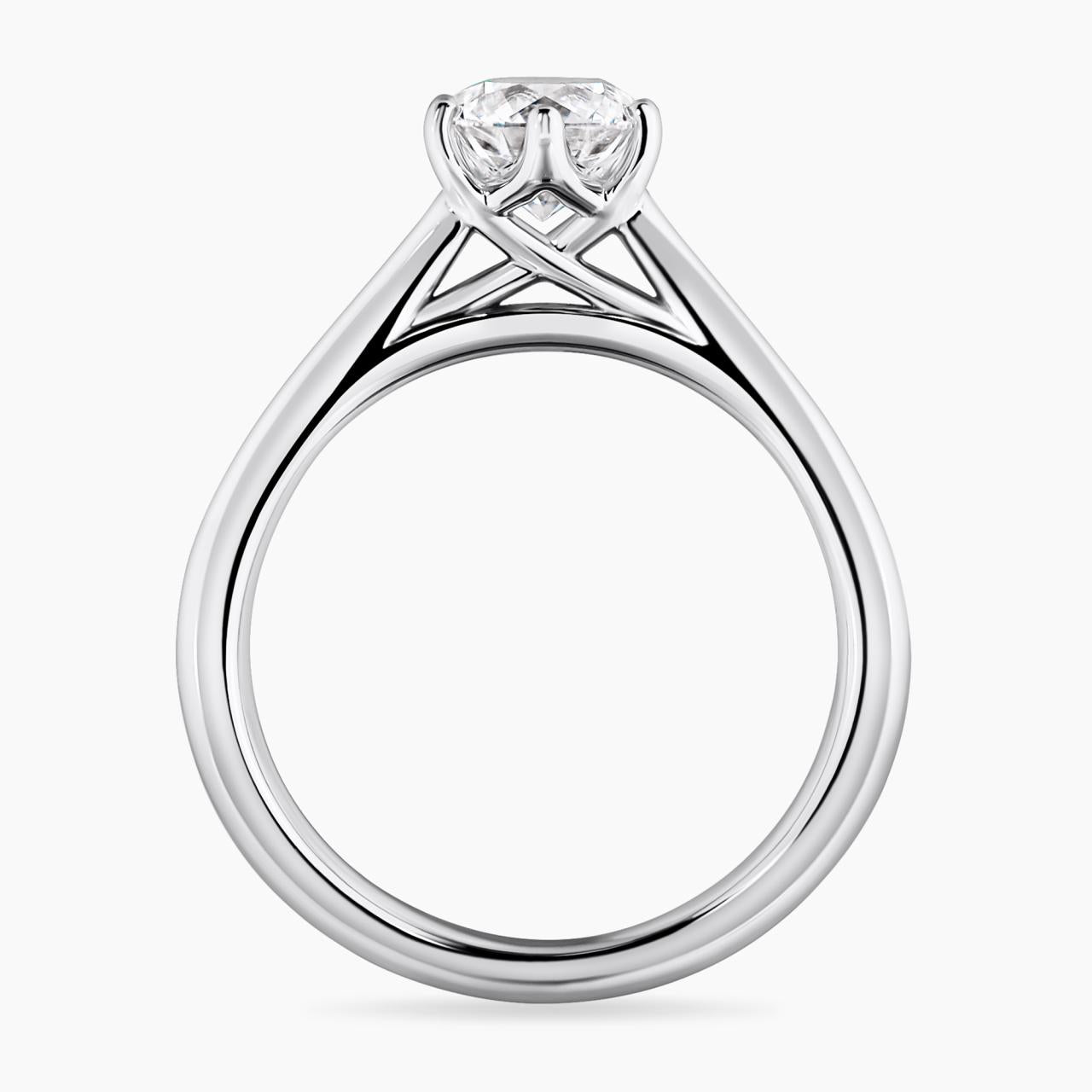 18ct white gold round brilliant cut diamond solitaire engagement ring in a six claw setting. GIA Cert
