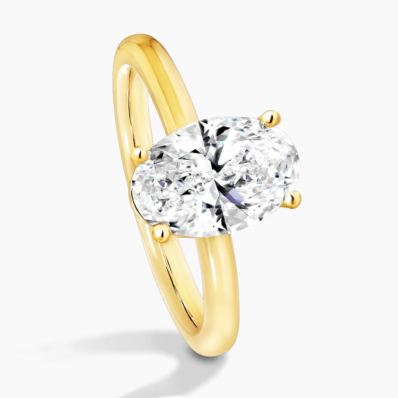MILAN - 18ct yellow gold oval lab grown diamond solitaire ring side view